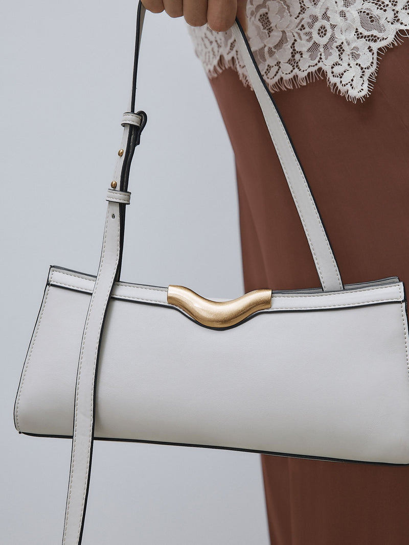 Bone hardware detail shoulder bag, imported from the UK