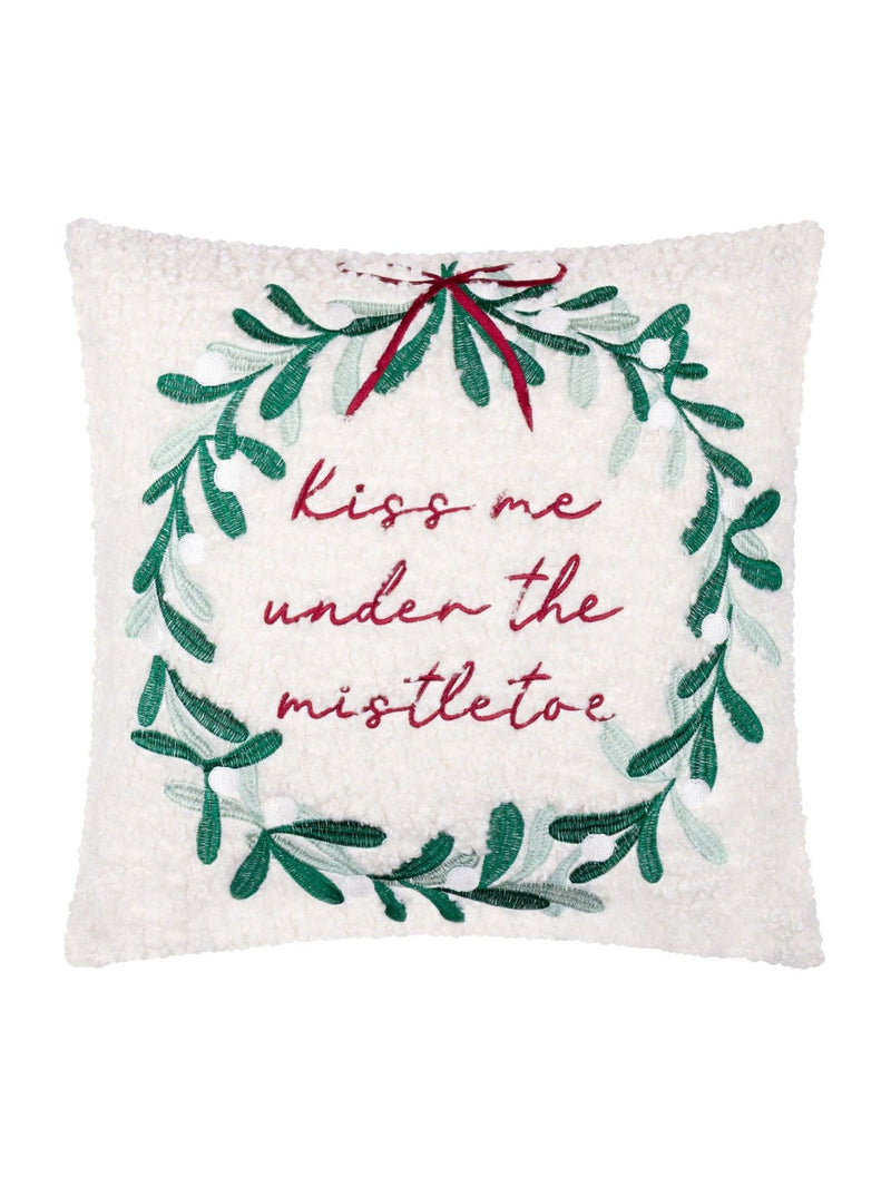 Furn mistletoe wreath embroidered cushion 45cm (British brand)