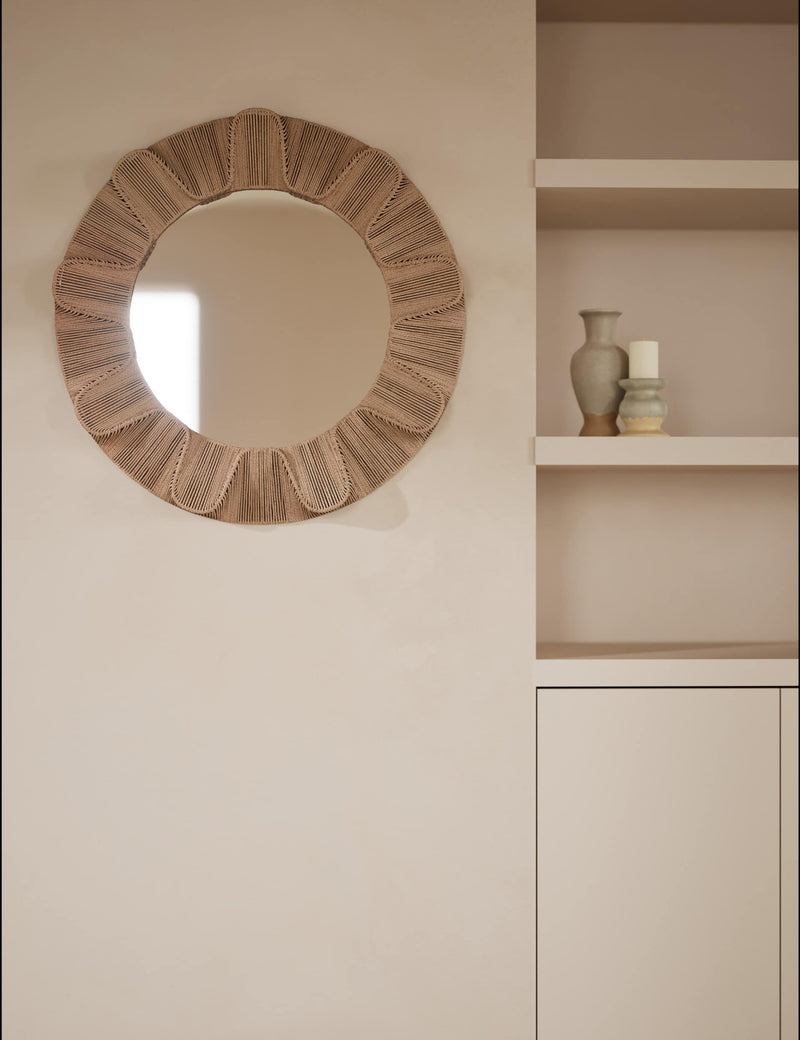 Jute string round mirror 82cm - British product