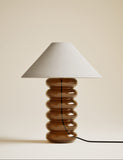 Glass Ribbed Table Lamp with fabric shade, UK version