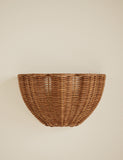 Wicker wall light with rattan-effect shade (British brand)