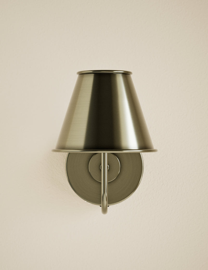 Brass rechargeable wall light with industrial style, imported from the UK