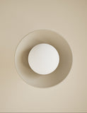 Wooden ribbed wall light with glass shade, imported from the UK
