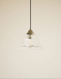 Josephine pendant light with ribbed glass and antique brass - British product