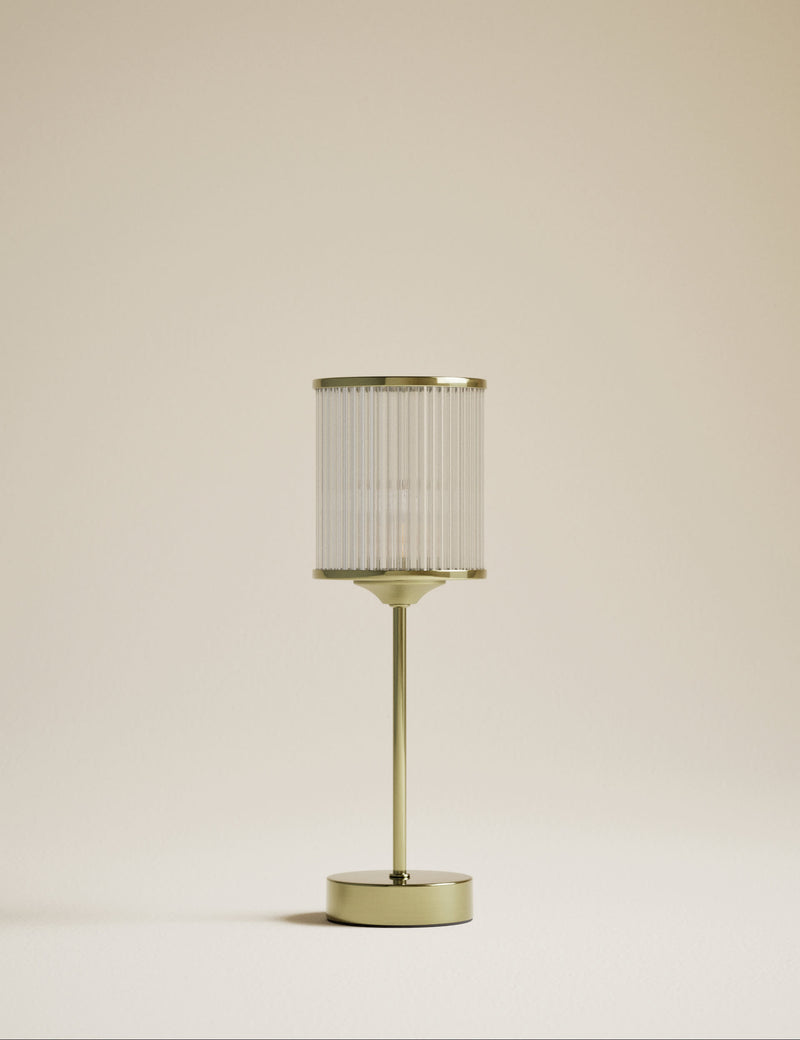 Monroe rechargeable table lamp satin brass finish - British product