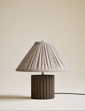 Wood Ribbed Round Table Lamp with chunky base (British brand)