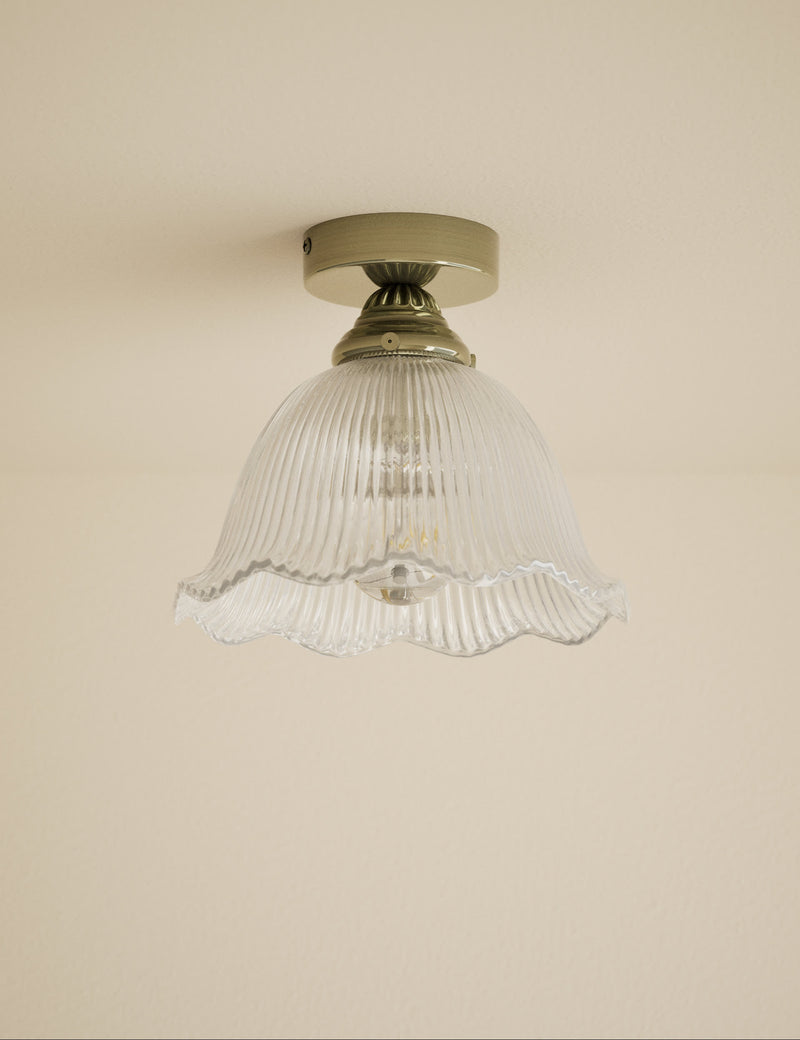 Josephine glass ceiling light with antique brass finish - British product