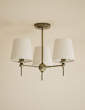 Blair flush ceiling light with three fabric shades 50cm - British product