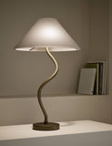 Hallie table lamp with gold base and fabric shade - British product