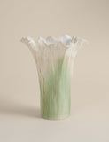 Handkerchief petal ceramic vase with reactive glaze - British product