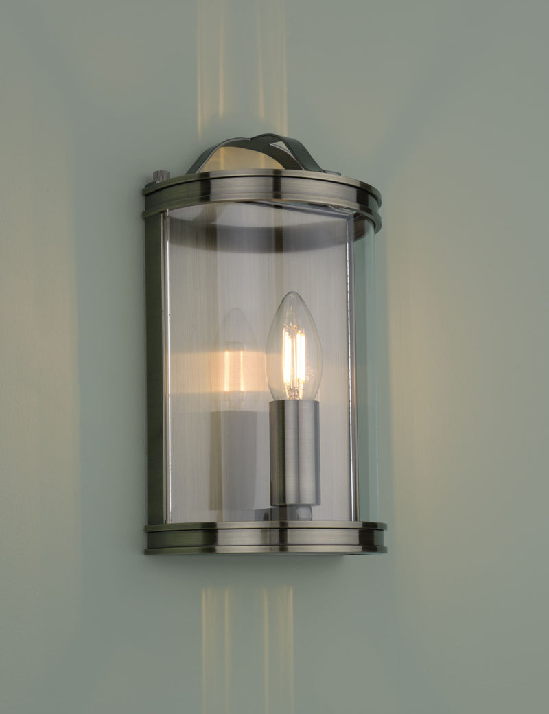 Laura Ashley flush wall light antique brass lantern design, UK version