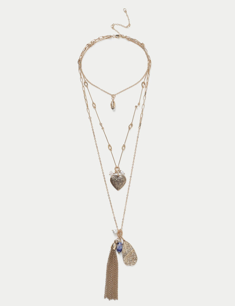 Heart Tassel Multirow Necklace (British brand)