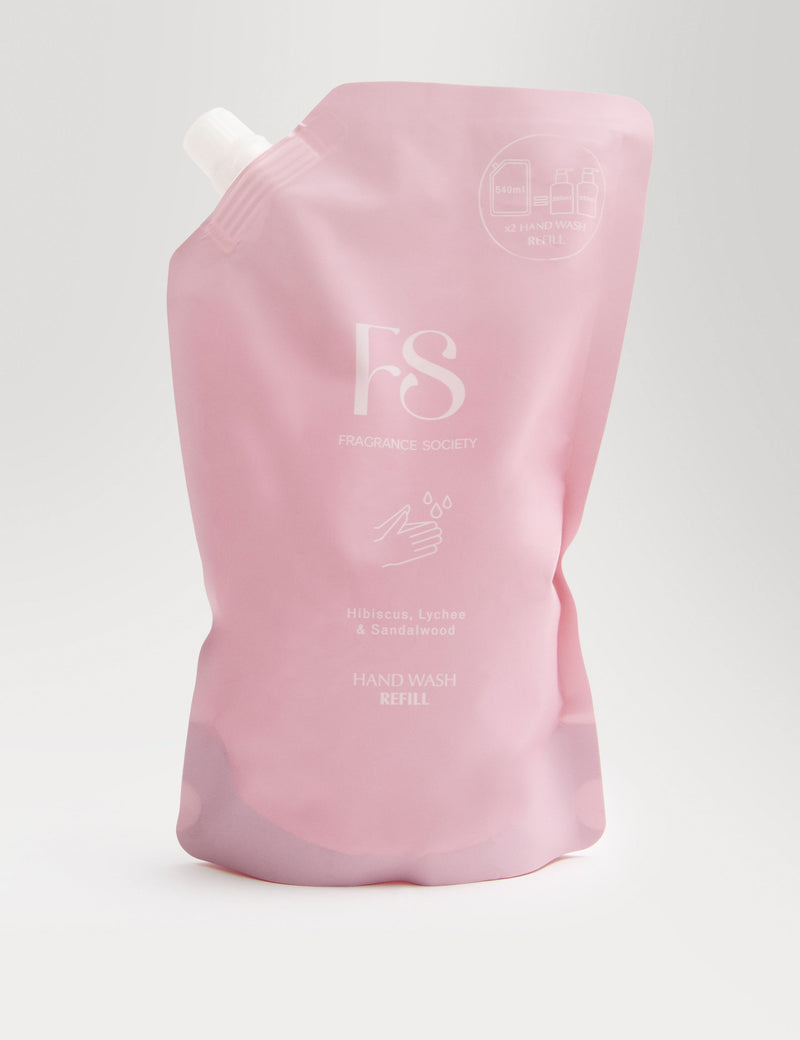 Fragrance Society hibiscus, lychee & sandalwood hand wash refill 540ml, UK version