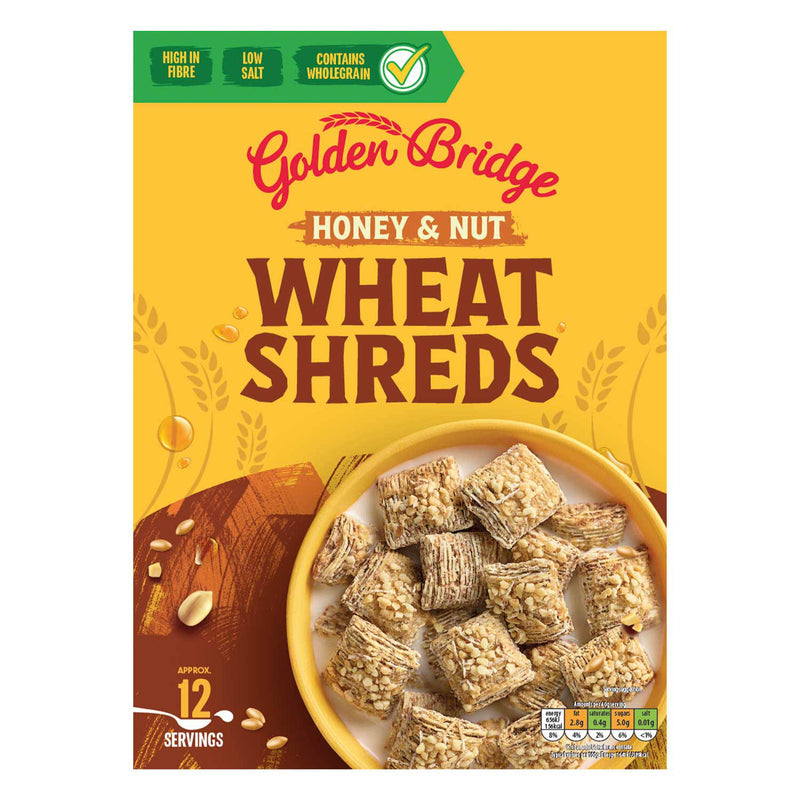 Harvest Morn Honey Nut Wheat Shreds cereal, imported from the UK