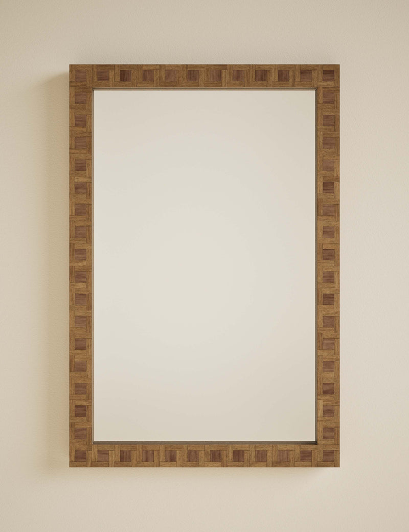 Hugo marquetry wood rectangular wall mirror 90x60cm - British product