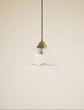 Josephine pendant light with ribbed glass and antique brass - British product