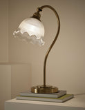 Josephine table lamp antique brass finish glass shade, UK version