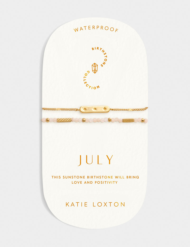 Katie Loxton waterproof birthstone bracelet with sunstone (British brand)
