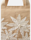Accessorize jute beach bag with palm tree embroidery (British brand)