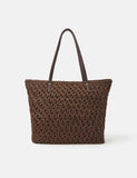 Accessorize jute shoulder bag with brown straps - British product