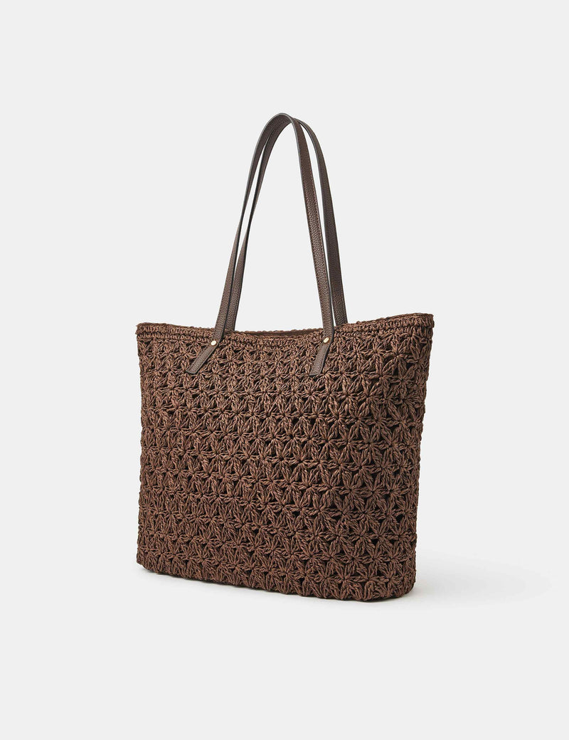 Accessorize jute shoulder bag with brown straps - British product