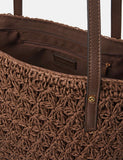 Accessorize jute shoulder bag with brown straps - British product