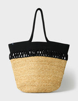 M&S Crew Clothing Jute Woven Contrast Trim Shoulder Tote Bag- Buy online at McGrocer