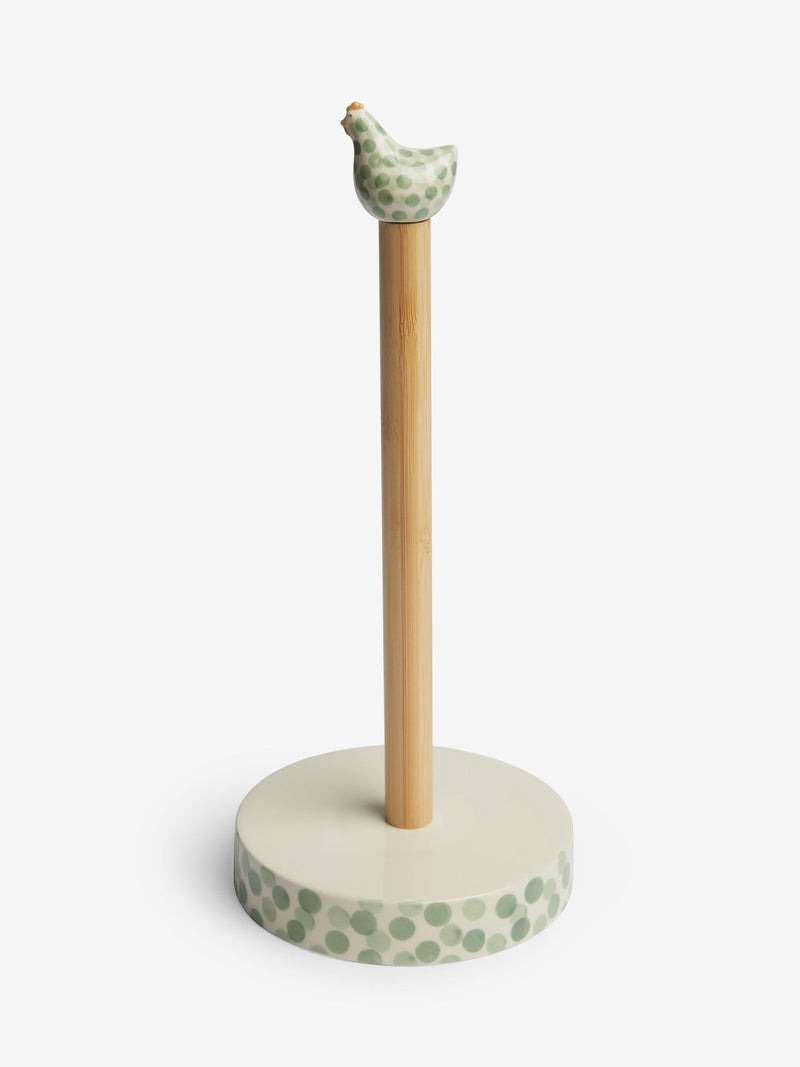 Sage green ceramic chicken kitchen roll holder (British brand)