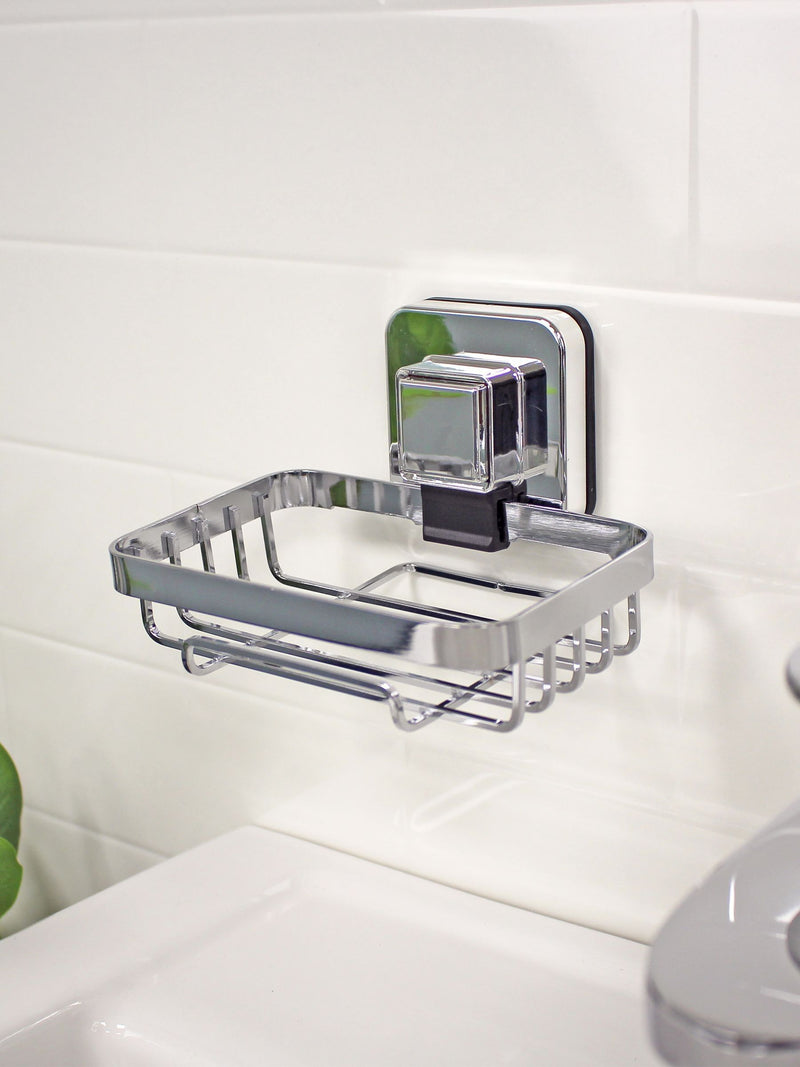 Showerdrape chrome PushLoc soap basket 9x13.5cm, UK version