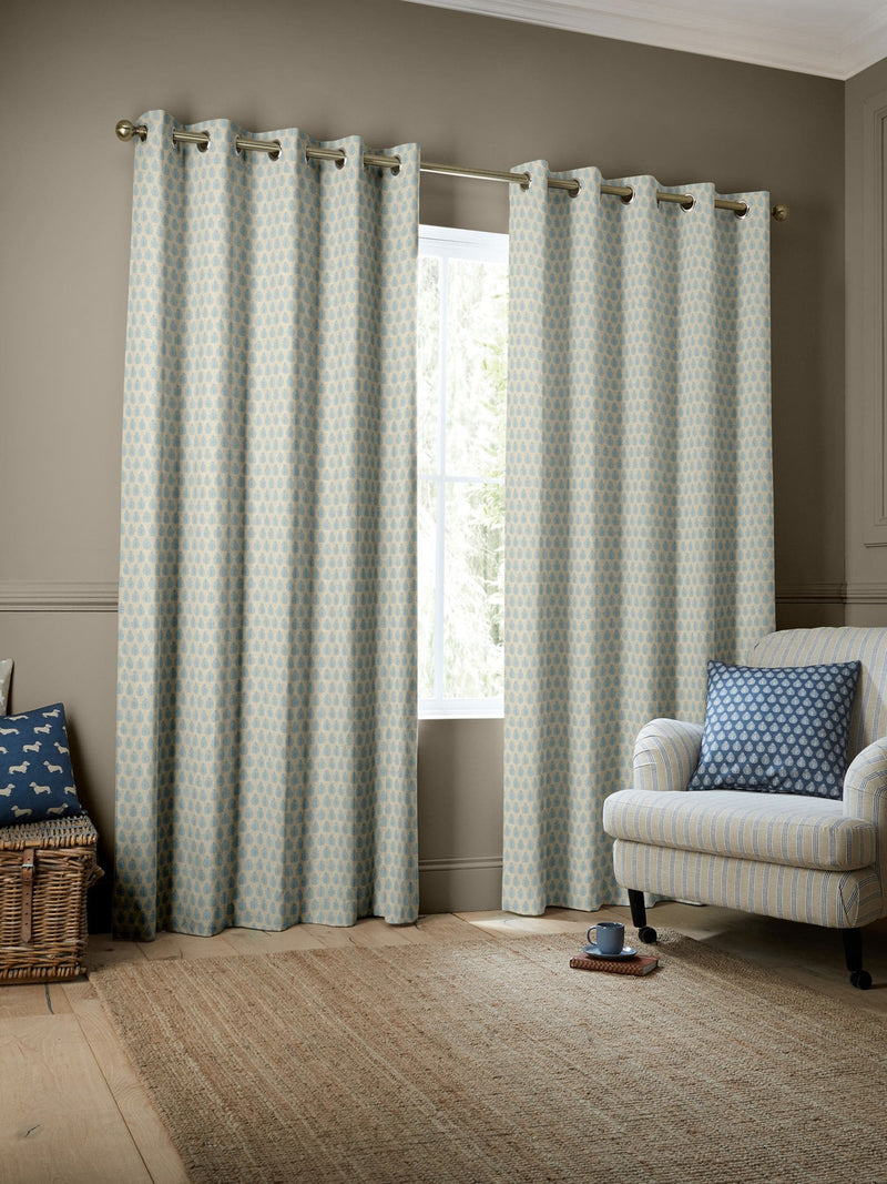 Emily Bond Sky Blue Jaipur made to measure curtains UK version