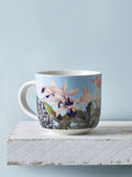 Set of 2 Blue Bee Floral Fine China Mugs