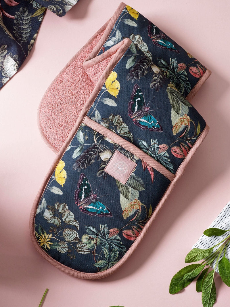 Kew Gardens Set of 2 100% Cotton Midnight Teatowels & Double Oven Gloves