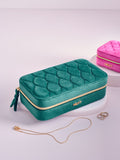 Velour travel jewellery box with compartments and mirror (British brand)