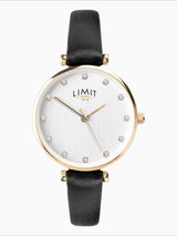Next Limit Black 30mm Women's Round Gold Analogue Watch with Black Strap- Buy online at McGrocer