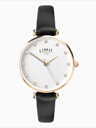 Next Limit Black 30mm Women's Round Gold Analogue Watch with Black Strap- Buy online at McGrocer