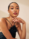 Gold tone pull-through pierced earrings - British product
