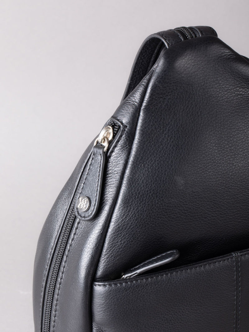 Lakeland Leather Langdale black leather backpack (British brand)