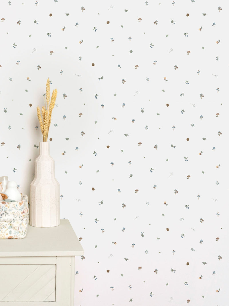 Little Dutch wallpaper sample White Blue Forest A4, imported from the UK