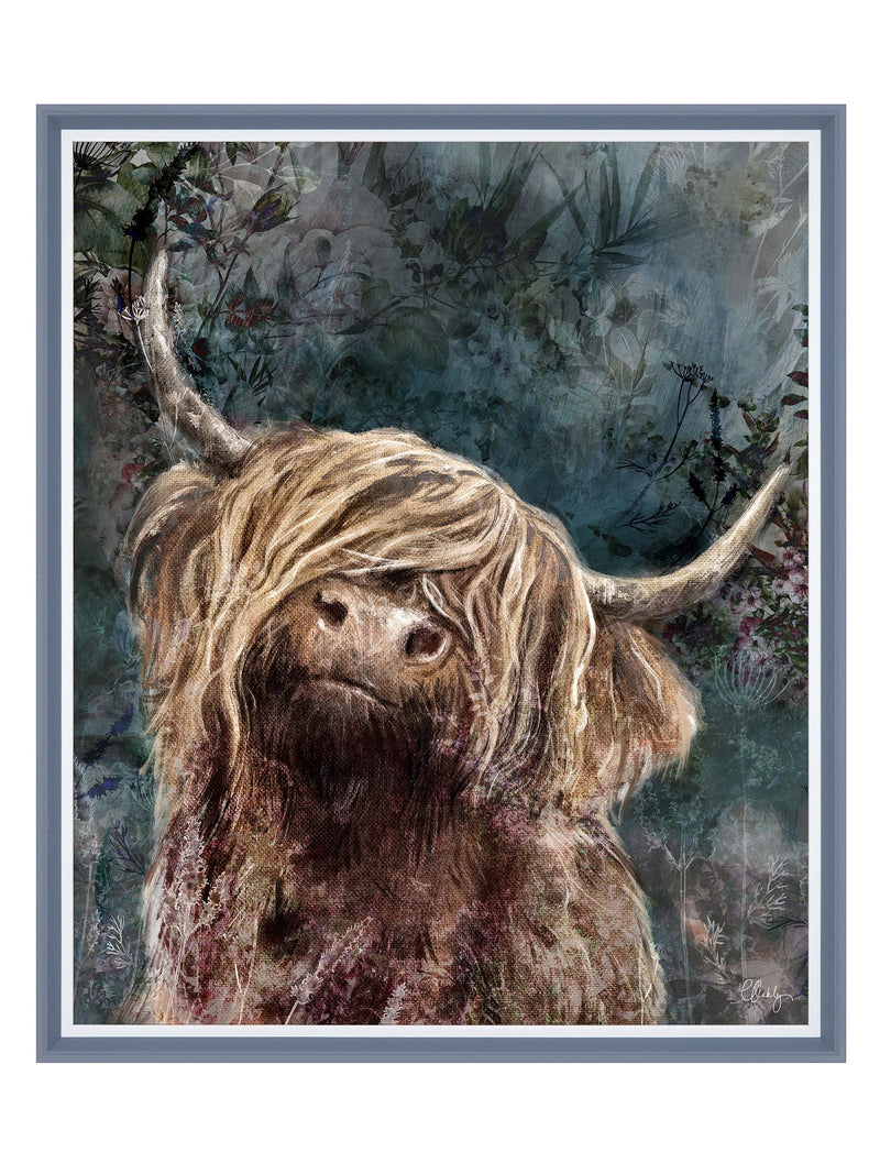 Art Marketing Blue Dougie wall art canvas print with grey frame, UK version
