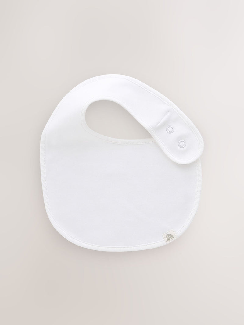 White cotton baby bibs 5 pack - British product