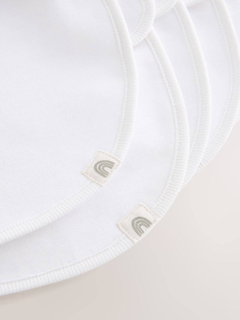 White cotton baby bibs 5 pack - British product