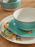 Porcelain dinner set teal blue sausage dog 12 piece (British brand)
