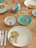 12 Piece Teal Blue Sausage Dog Dinner Set