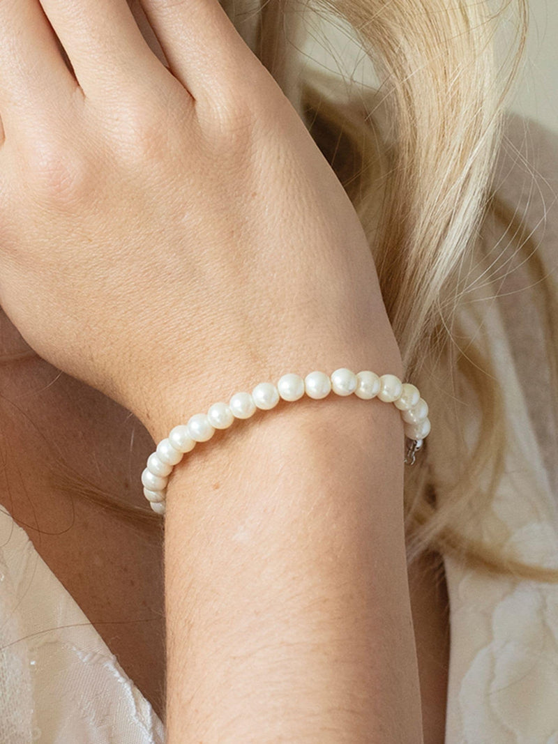 Ivory & Co Silver Manila and Pearl Classic Bracelet 17.5cm, UK version