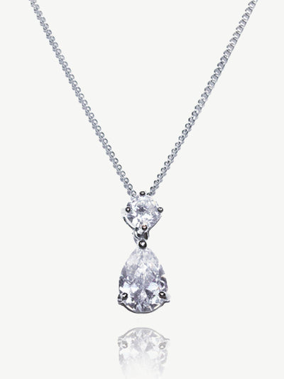 Next Ivory & Co Silver Imperial Crystal Teardrop Pendant with Chain 1.8cm- Buy online at McGrocer