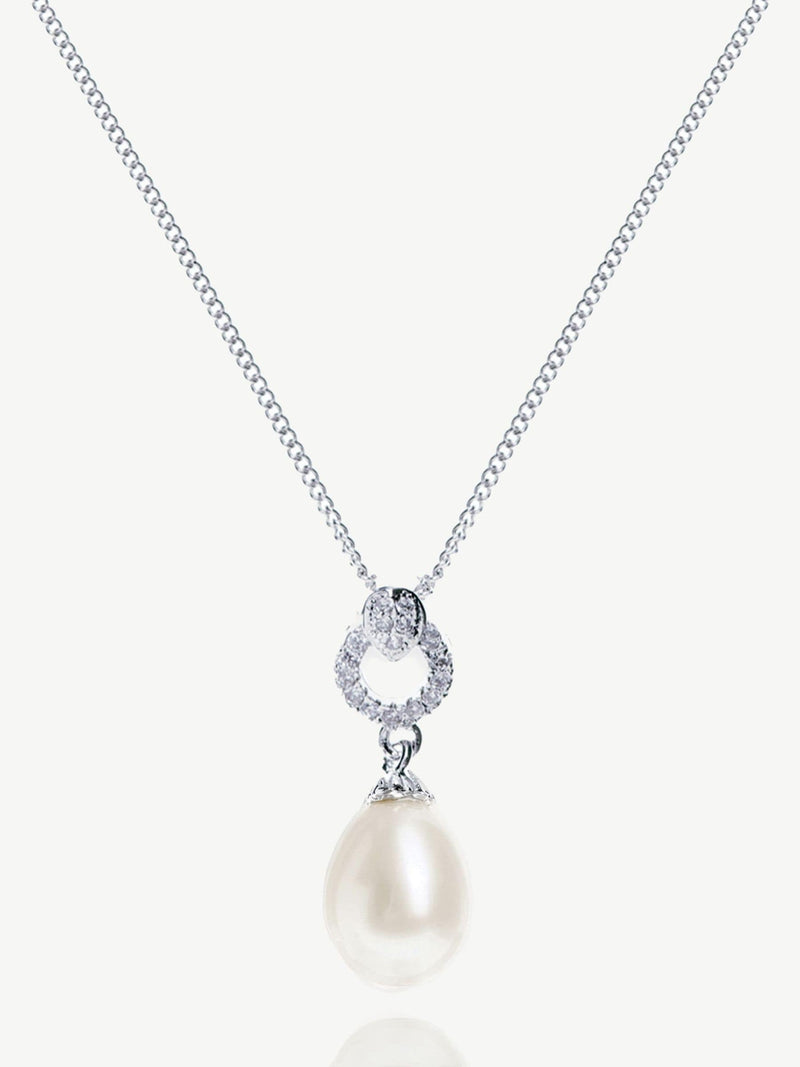 Ivory & Co Silver Stockholm Pearl Circle Drop Pendant Necklace with 2cm pendant and 18cm chain, UK version