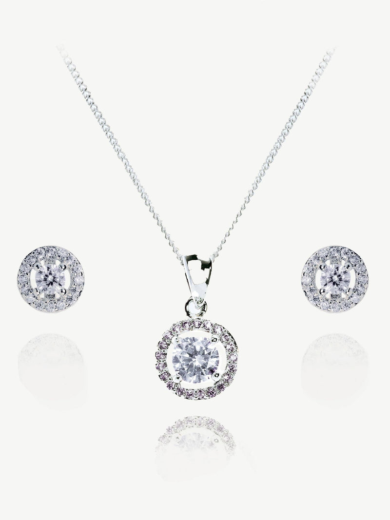 Ivory & Co Rose Gold Balmoral Crystal Dainty Pendant and Earrings Set