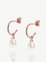 Next Ivory & Co Rose Gold Harrow Modern Pearl Hoop Earrings 2.7cm Drop- Buy online at McGrocer