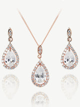 Next Ivory & Co Rose Gold Belmont and Crystal Teardrop Pendant and Earring Set- Buy online at McGrocer