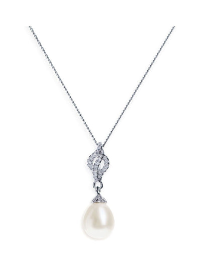 Ivory & Co Silver Lisbon Crystal Pearl Romantic Pendant Necklace 2.5cm